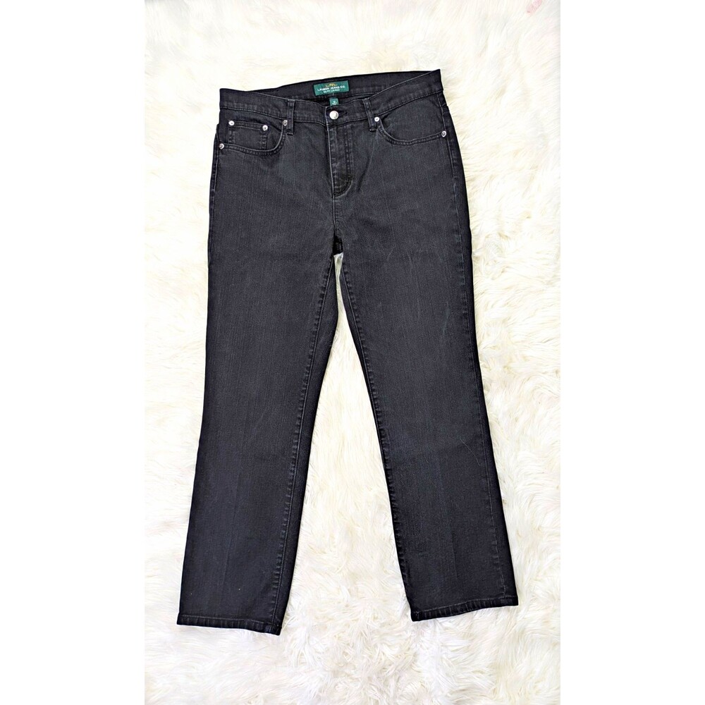 Lauren Jeans Co Ralph Lauren Womens Black Straight Leg Jeans 12 Preppy Minimalis